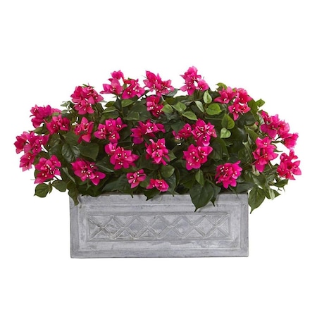 Nearly Naturals 30 in. Bougainvillea Artificial Plant in Stone Planter 8058
